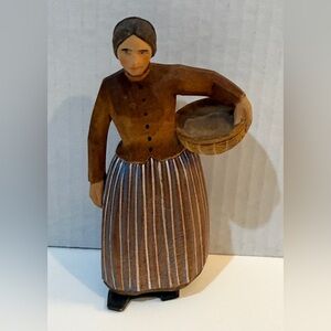 VTG Wood Swiss Country Woman Figurine